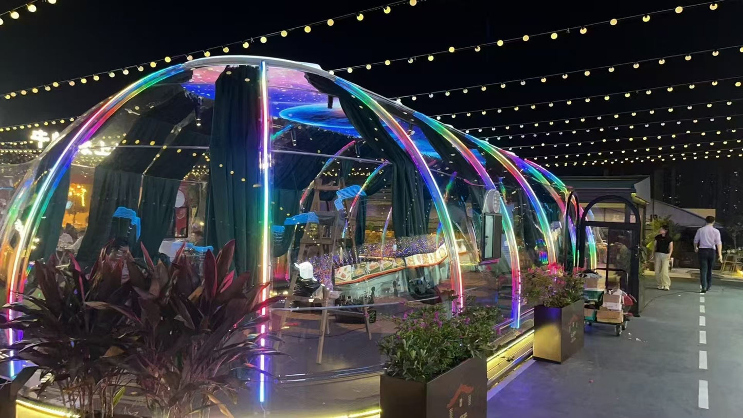 Ovale Glaskuppel aus Polycarbonat Größe 4,13 * 6,13 m, Bubble-Dome, Glashaus, Glasdome, Wintergarten, Glas-Iglu, wasserdicht, schlagfest, beständig gegen Feuer, Wind und Schneelast