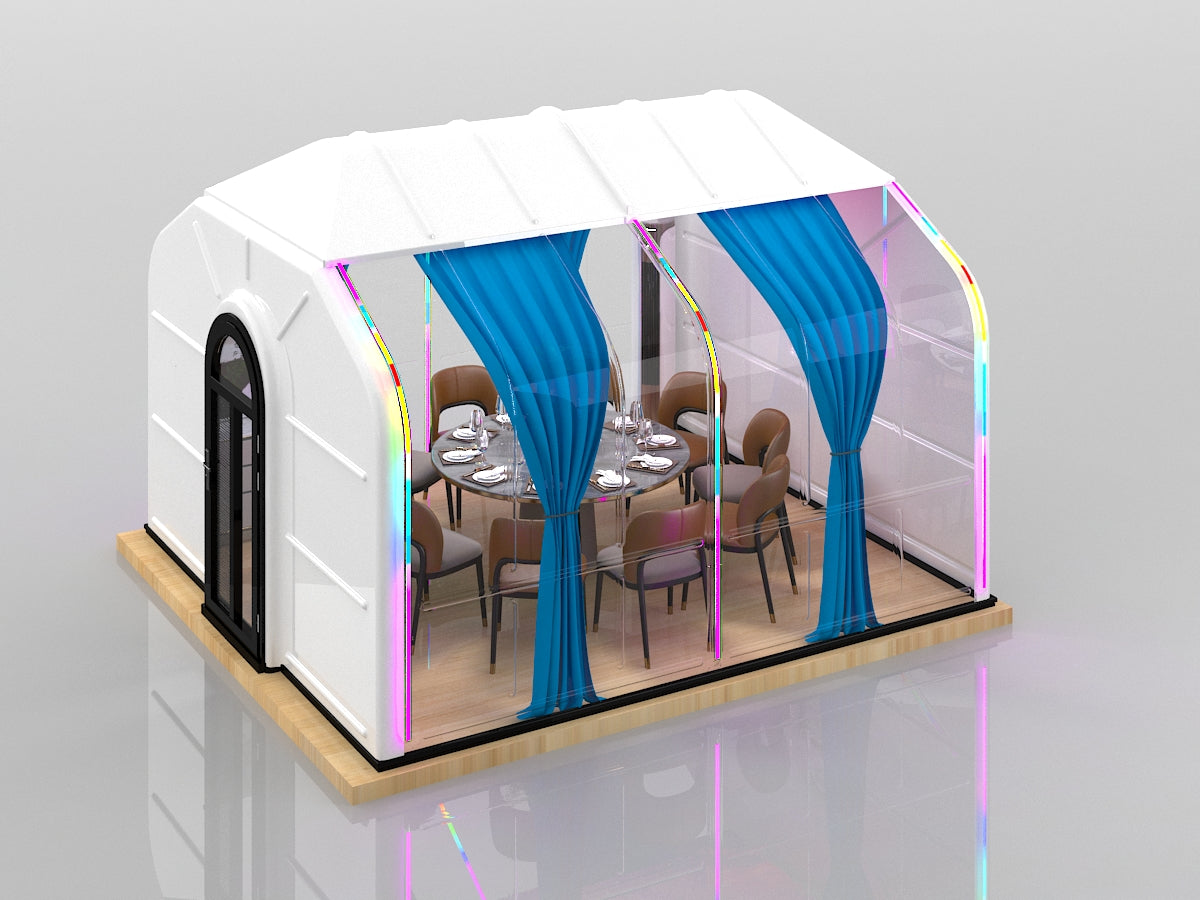 Transparente rechteckige Minihaus aus Polycarbonat