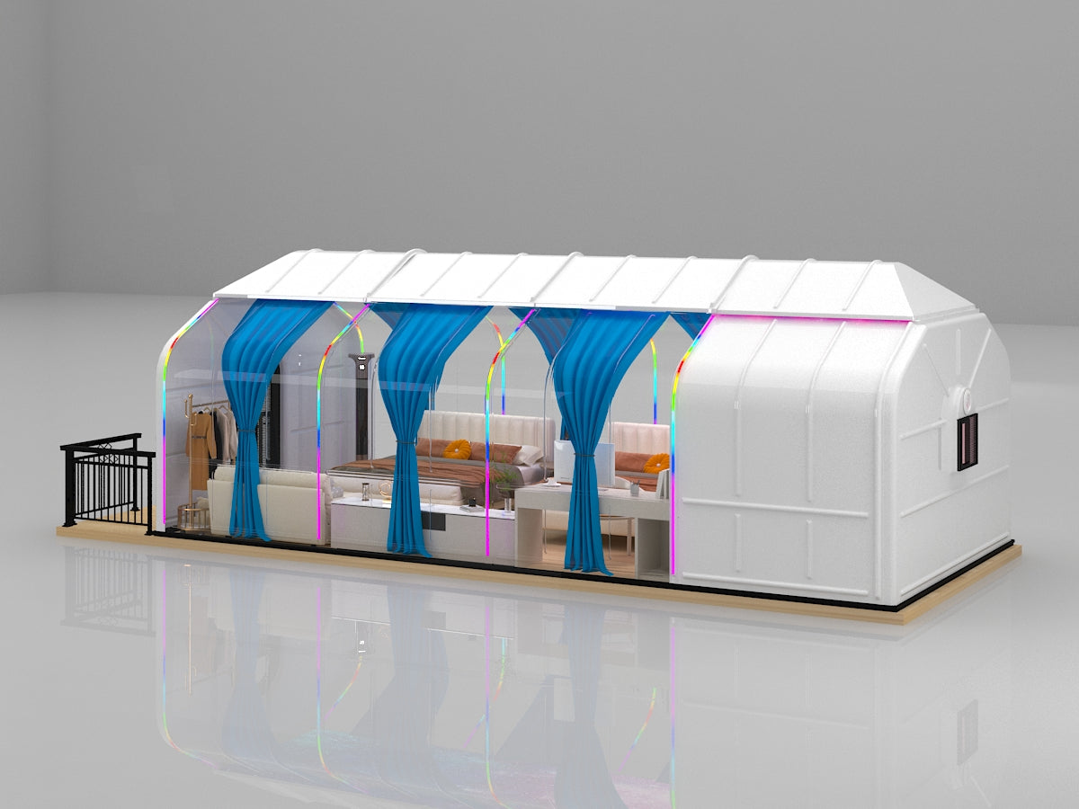 Transparente rechteckige Minihaus aus Polycarbonat