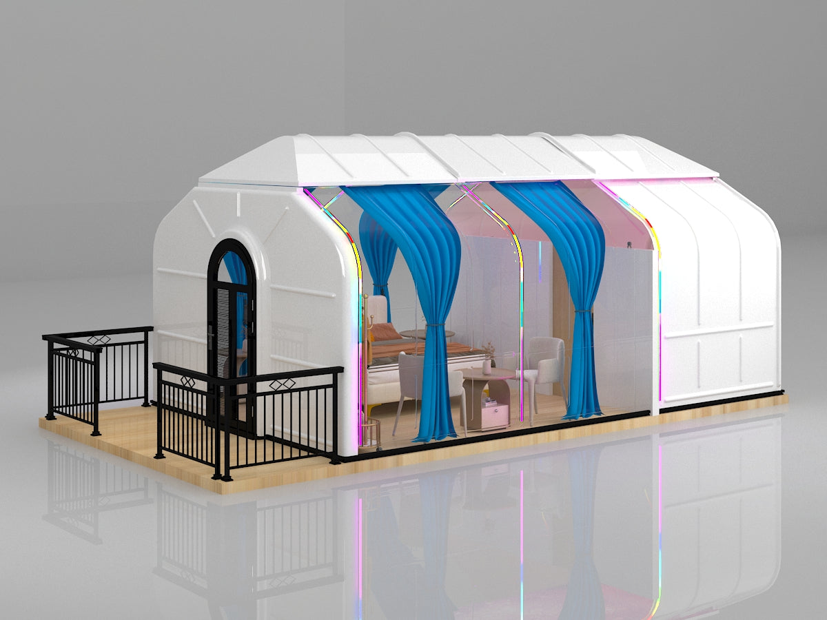 Transparente rechteckige Minihaus aus Polycarbonat