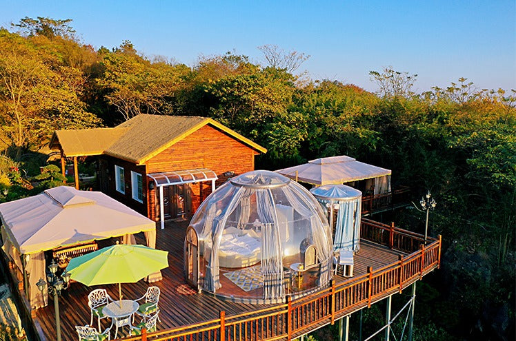 Ovale Glaskuppel aus Polycarbonat Größe 5,35 * 11,35 m, Bubble-Dome, Glashaus, Glasdome, Wintergarten, Glas-Iglu, wasserdicht, schlagfest, beständig gegen Feuer, Wind und Schneelast