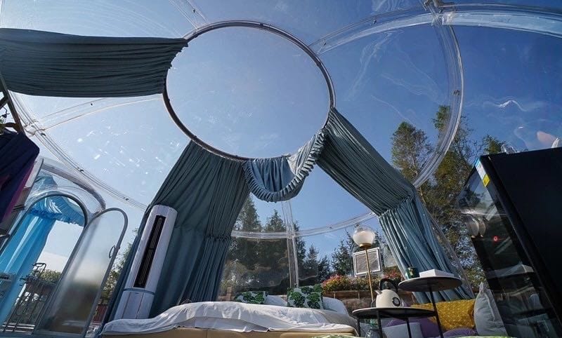 Iglu-Glaskuppelnset aus Polycarbonat 5,96 + 2,8 m, Bubble-Dome, Glasdome, Glashaus, Wintergarten, wasserdicht, schlagfest, beständig gegen Feuer, Wind und Schneelast