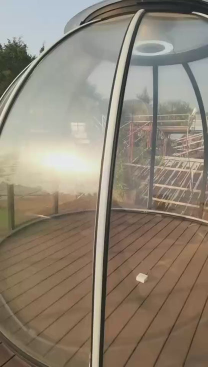 Iglu-Glaskuppel aus Polycarbonat mit Schiebetür, 3,5 / 4,0 / 4,5 m Bubble-Dome, Glashaus, Glasdome, Wintergarten, Glas-Iglu, wasserdicht, schlagfest, beständig gegen Feuer, Wind und Schneelast
